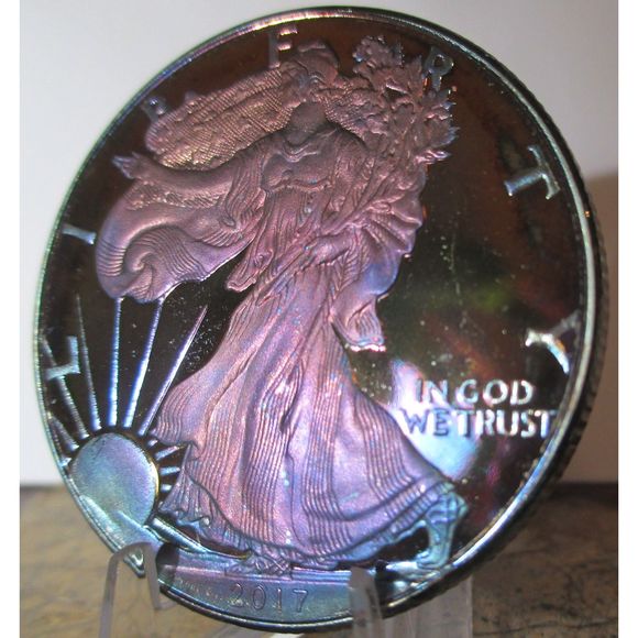 Lady Liberty/American Eagle Multicolor TONED COIN - Picture 2 of 4